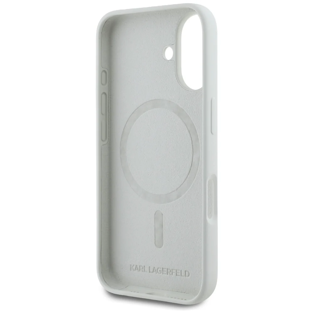 MagSafe Case for Apple iPhone 16, Karl Lagerfeld, Silicone Karl & Choupette's Heads, Beige - Image 6