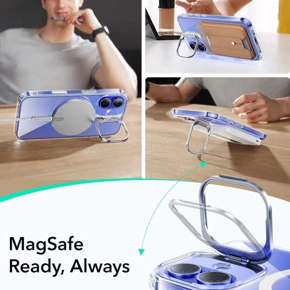 MagSafe Case for Apple iPhone 16 Plus, ESR, Classic Hybrid Kickstand Slide, Transparent - Image 2