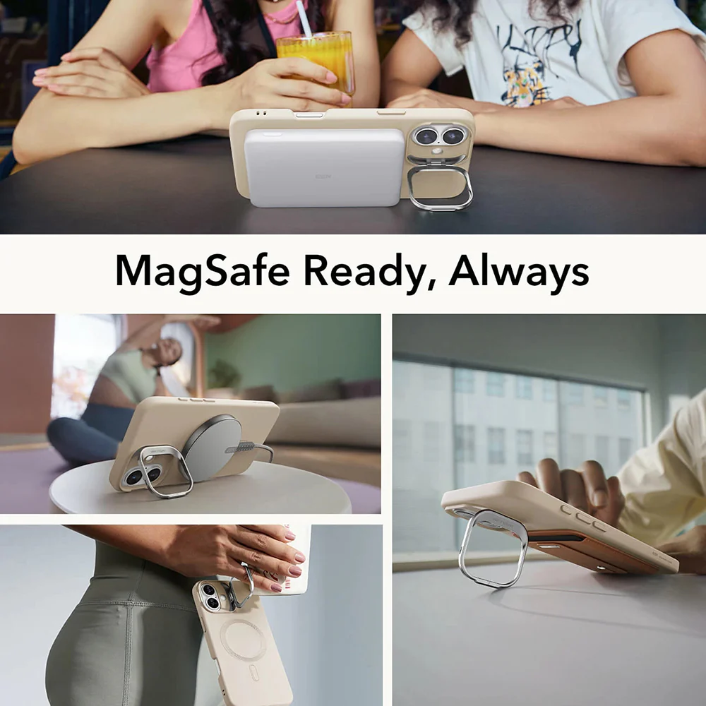 MagSafe Case for Apple iPhone 16 Plus, ESR, Cloud Soft Kickstand, Cream - Image 5