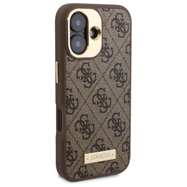 MagSafe Case for Apple iPhone 16 Plus, Guess, 4G Logo Plate, Brown - Image 4