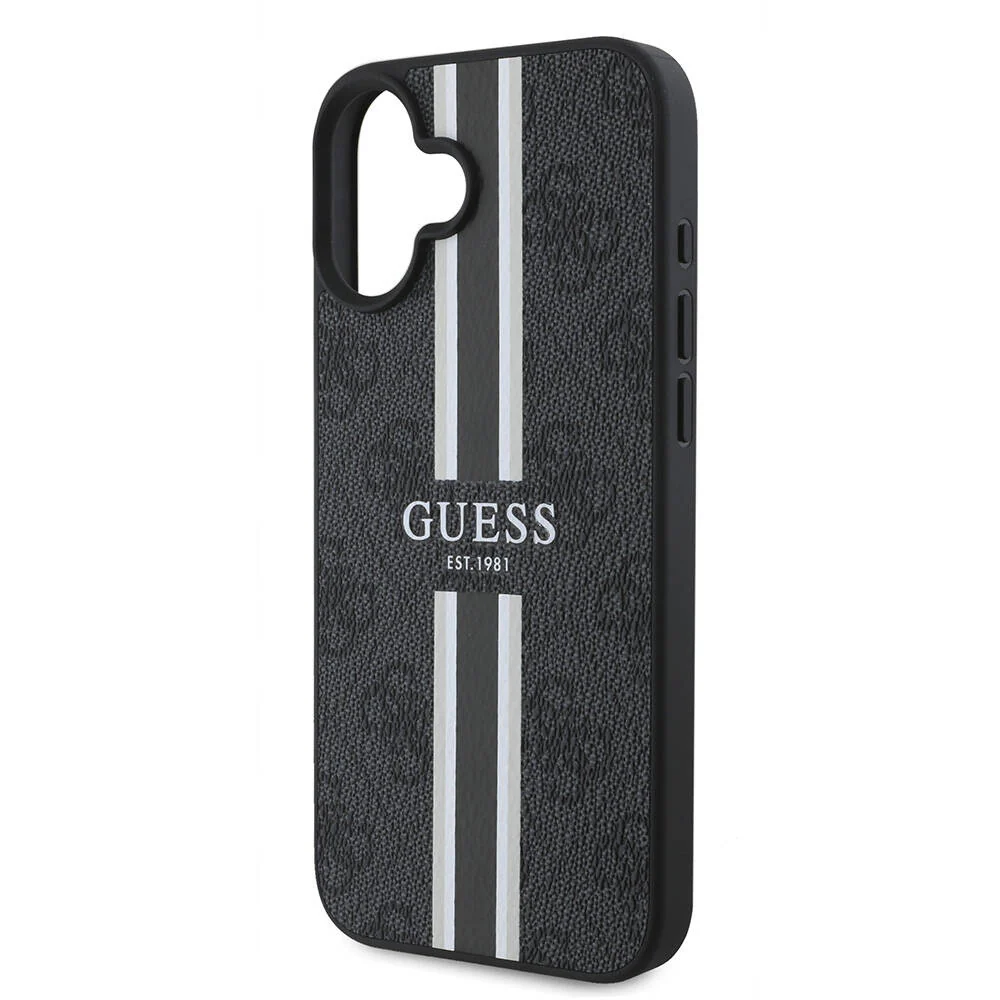 MagSafe Case for Apple iPhone 16 Plus, Guess, 4G Printed Stripes, Black - Image 5