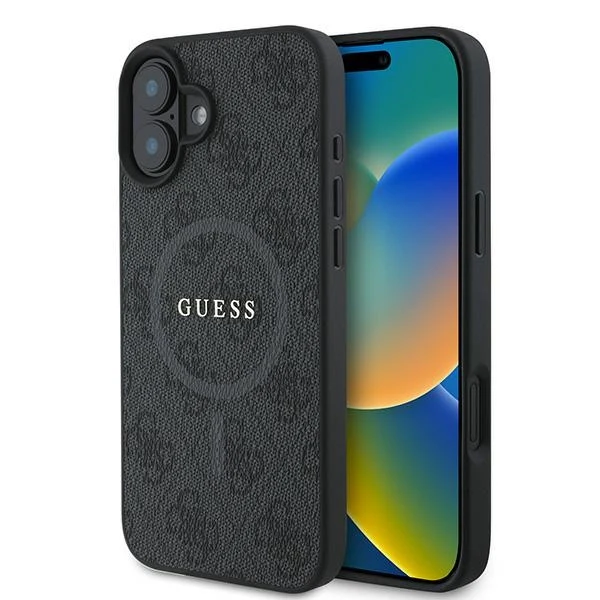 MagSafe Case for Apple iPhone 16 Plus, Guess, 4G Ring Classic Logo, Black