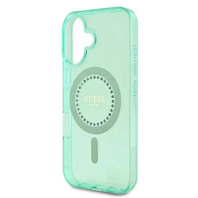 MagSafe Case for Apple iPhone 16 Plus, Guess, IML Rhinestone, Green - Image 6