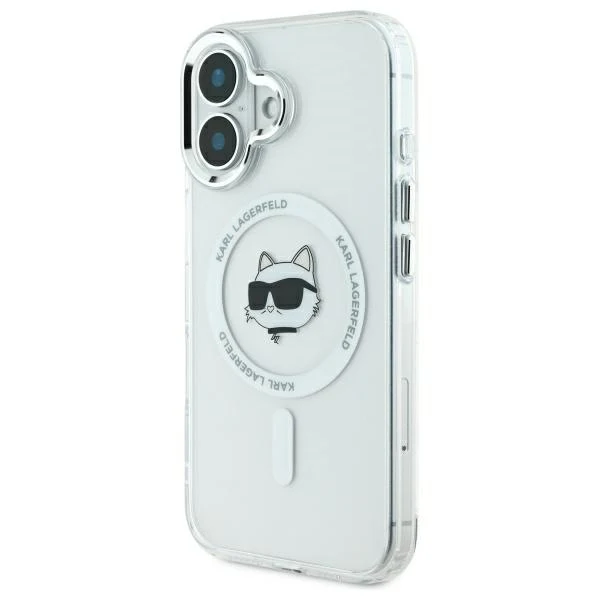 MagSafe Case for Apple iPhone 16 Plus, Karl Lagerfeld, IML Metal Choupette's Head, White - Image 6