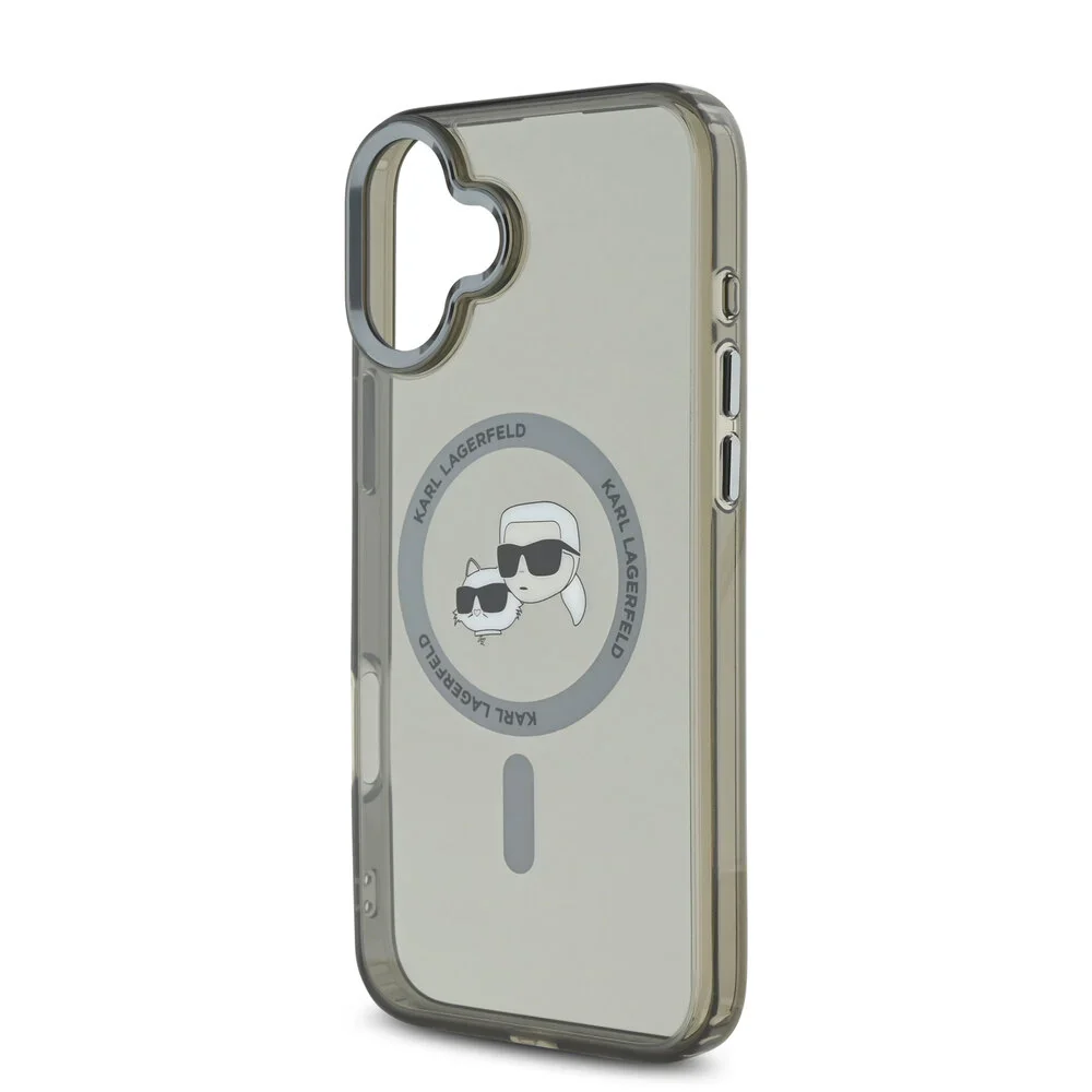 MagSafe Case for Apple iPhone 16 Plus, Karl Lagerfeld, IML Metal Karl & Choupette's Heads, Black - Image 6