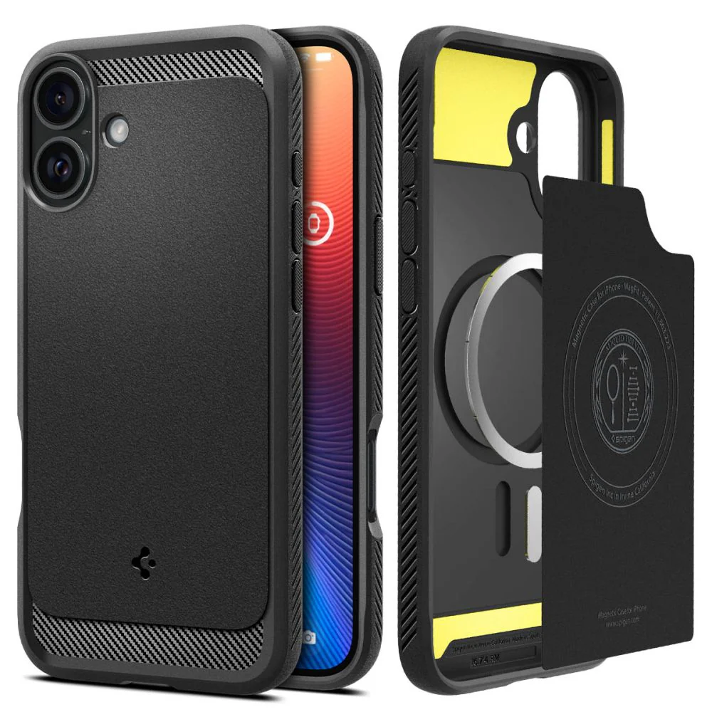 MagSafe Case for Apple iPhone 16 Plus, Spigen, Rugged Armor, Matte Black ACS08087