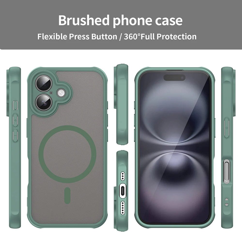 MagSafe Case for Apple iPhone 16 Plus, Techsuit, HaloFrost II, Green - Image 3