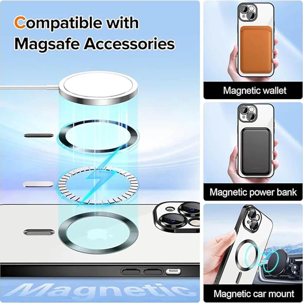 MagSafe Case for Apple iPhone 16 Plus, Techsuit, Luxury Crystal, Gold - Image 4