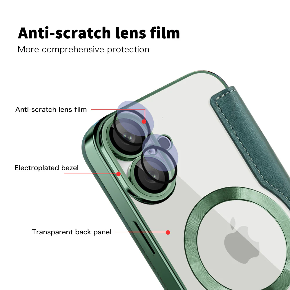 MagSafe Case for Apple iPhone 16 Plus, Techsuit, SmartMag Book, Green - Image 3