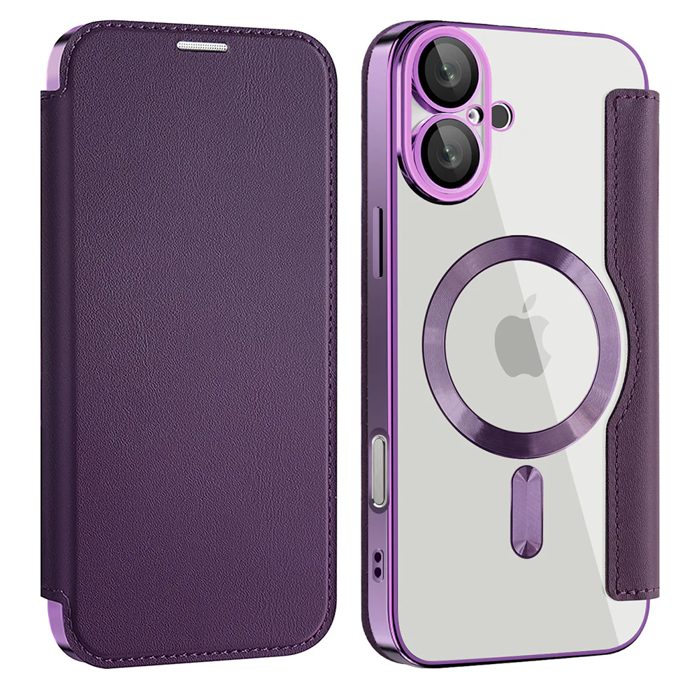 MagSafe Case for Apple iPhone 16 Plus, Techsuit, SmartMag Book, Purple - Image 2