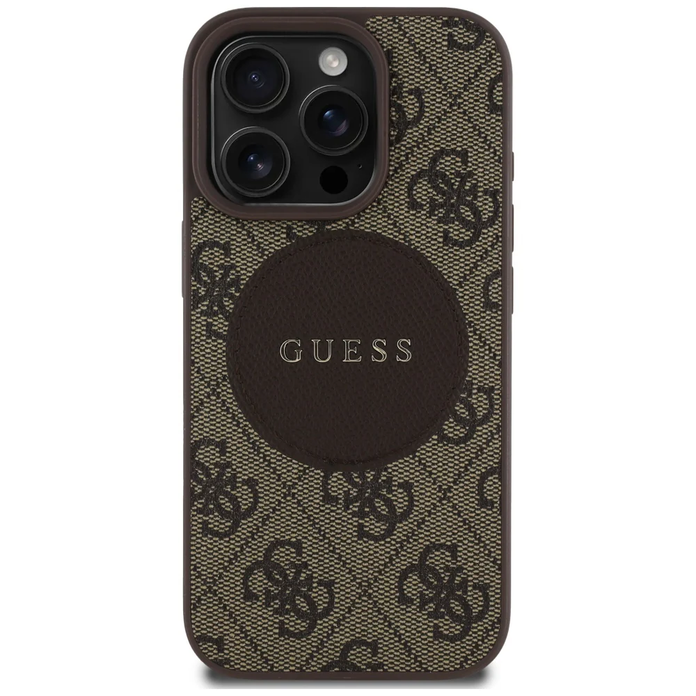 MagSafe Case for Apple iPhone 16 Pro, Guess, 4G Circle Classic Logo, Brown - Image 2