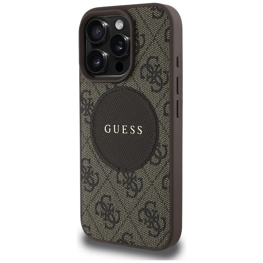 MagSafe Case for Apple iPhone 16 Pro, Guess, 4G Circle Classic Logo, Brown - Image 5