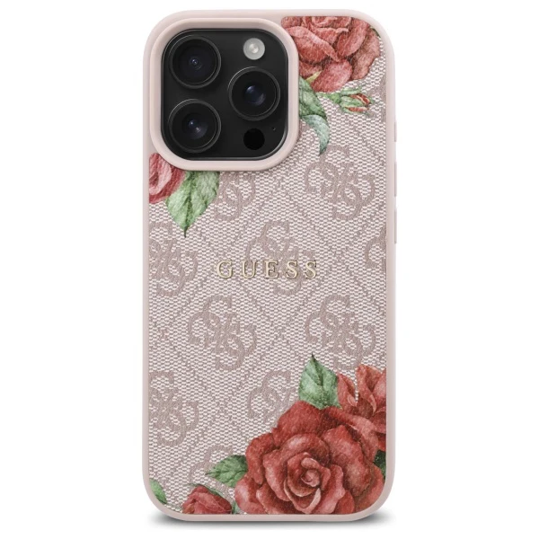 MagSafe Case for Apple iPhone 16 Pro, Guess, 4G Flowers Print, Pink - Image 2