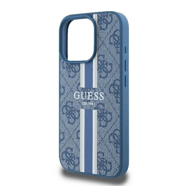 MagSafe Case for Apple iPhone 16 Pro, Guess, 4G Printed Stripes, Blue - Image 5