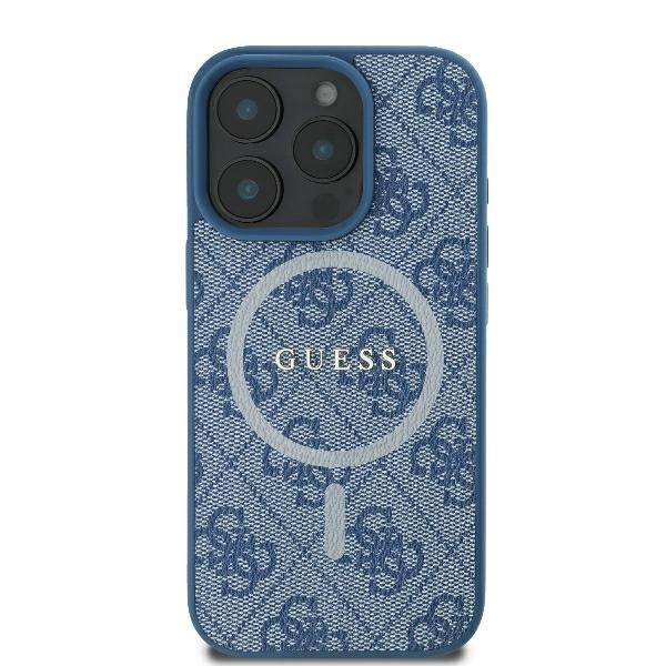 MagSafe Case for Apple iPhone 16 Pro, Guess, 4G Ring Classic Logo, Blue - Image 3
