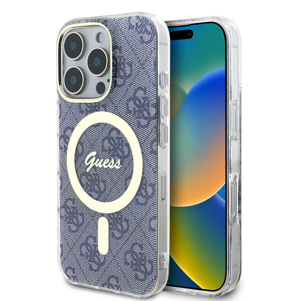 MagSafe Case for Apple iPhone 16 Pro, Guess, IML 4G, Blue