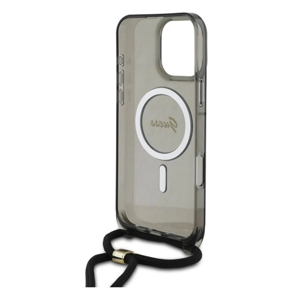 MagSafe Case for Apple iPhone 16 Pro, Guess, IML Crossbody Cord Script, Black - Image 5