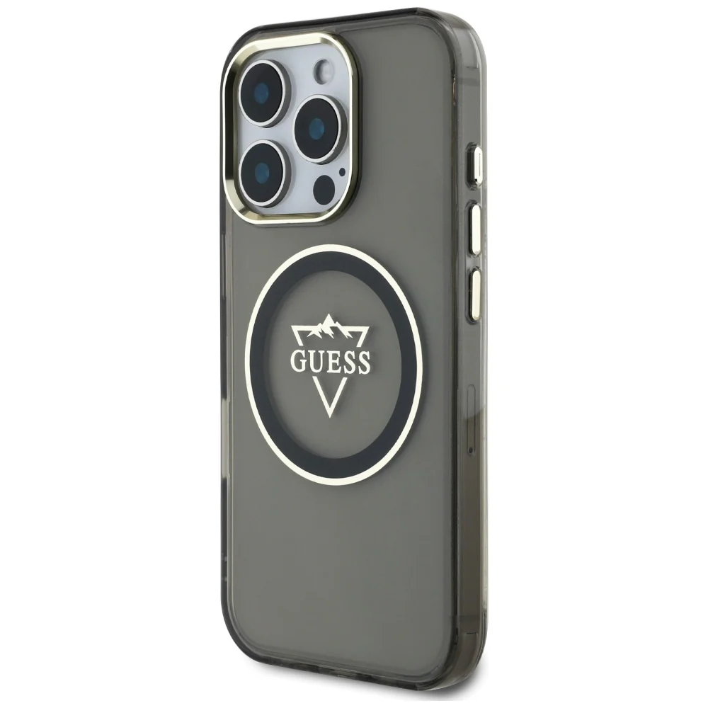 MagSafe Case for Apple iPhone 16 Pro, Guess, IML Metal Mountain Logo, Black - Image 2