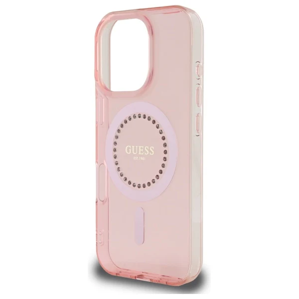 MagSafe Case for Apple iPhone 16 Pro, Guess, IML Rhinestone, Pink - Image 5