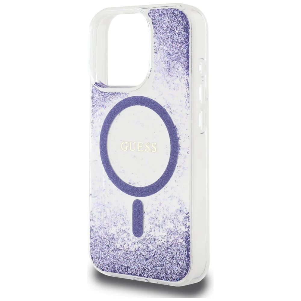 MagSafe Case for Apple iPhone 16 Pro, Guess, Resin Bottom Glitter, Purple - Image 4