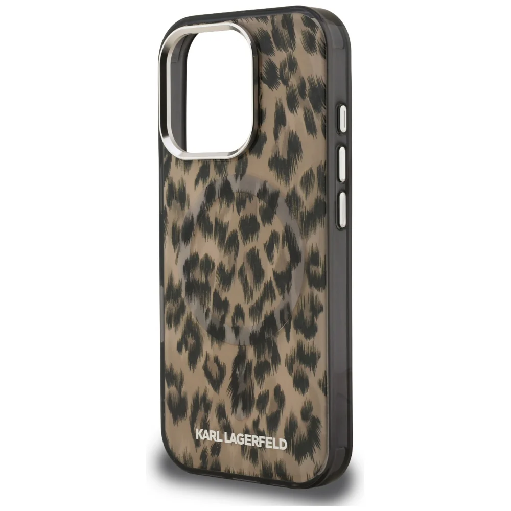 MagSafe Case for Apple iPhone 16 Pro, Karl Lagerfeld, IML Leopard Pattern, Brown - Image 5