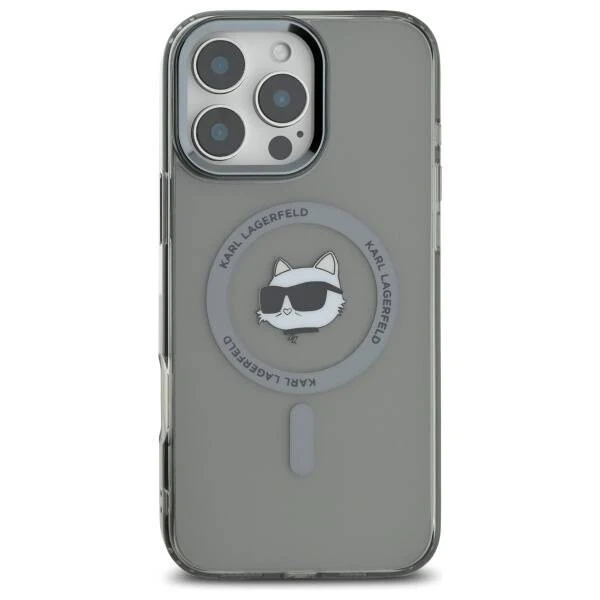 MagSafe Case for Apple iPhone 16 Pro, Karl Lagerfeld, IML Metal Choupette's Head, Black - Image 5