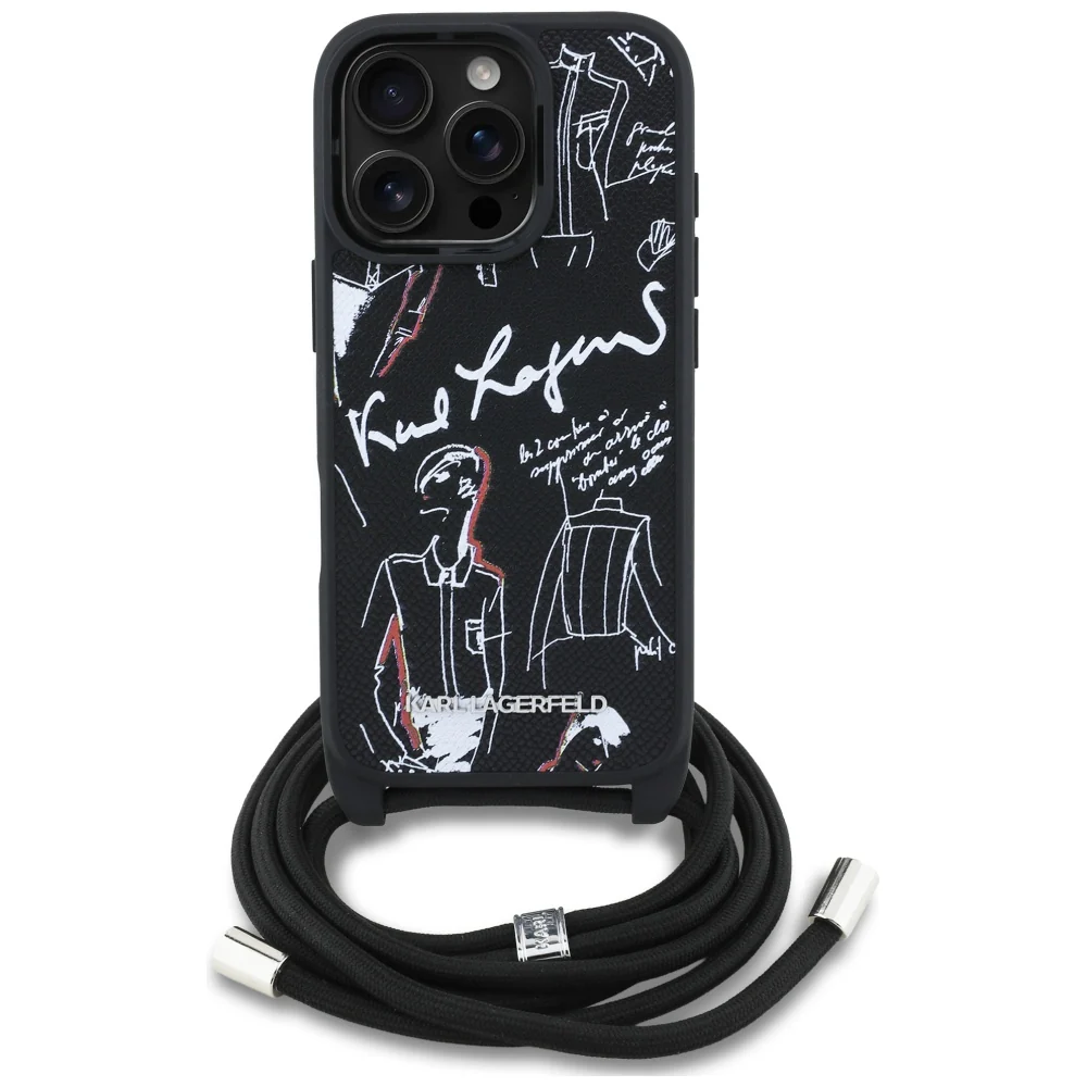 MagSafe Case for Apple iPhone 16 Pro, Karl Lagerfeld, Saffiano Crossbody, Black - Image 4
