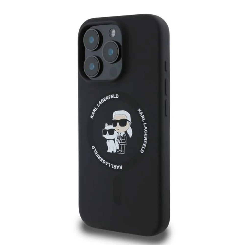 MagSafe Case for Apple iPhone 16 Pro, Karl Lagerfeld, Silicone Ring Karl & Choupette, Black - Image 4
