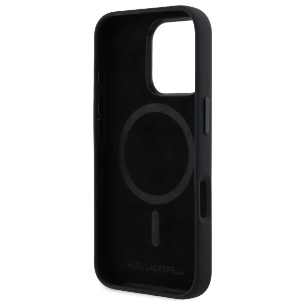 MagSafe Case for Apple iPhone 16 Pro, Karl Lagerfeld, Silicone Shadow Metal Initial, Black - Image 2
