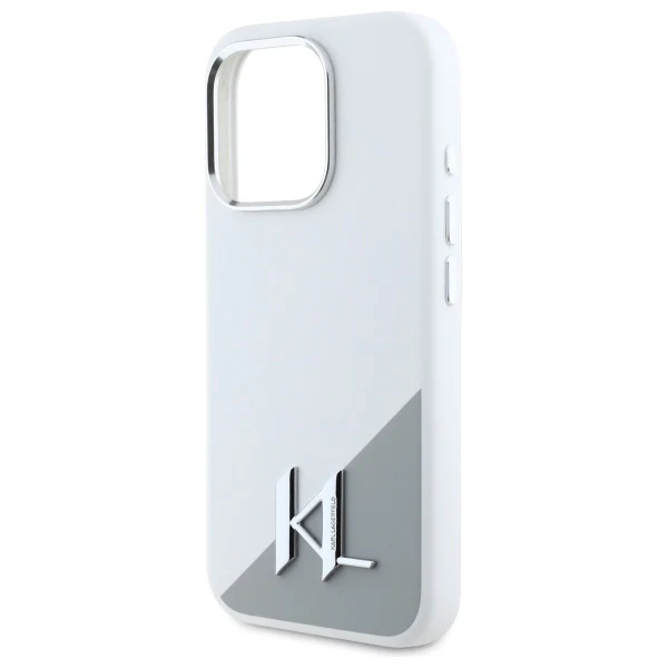 MagSafe Case for Apple iPhone 16 Pro, Karl Lagerfeld, Silicone Shadow Metal Initial, White - Image 4