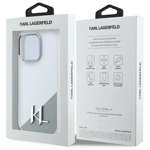 MagSafe Case for Apple iPhone 16 Pro, Karl Lagerfeld, Silicone Shadow Metal Initial, White - Image 7