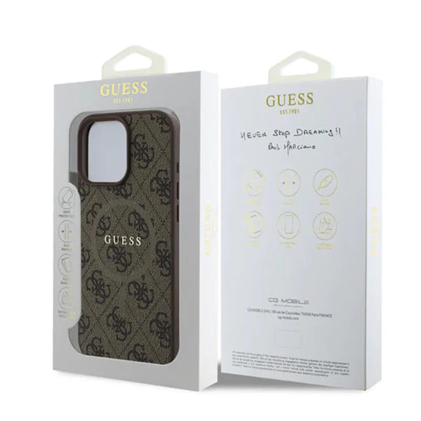 MagSafe Case for Apple iPhone 16 Pro Max, Guess, 4G Ring Classic Logo, Brown - Image 4