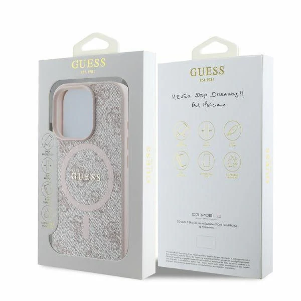 MagSafe Case for Apple iPhone 16 Pro Max, Guess, 4G Ring Classic Logo, Pink - Image 4