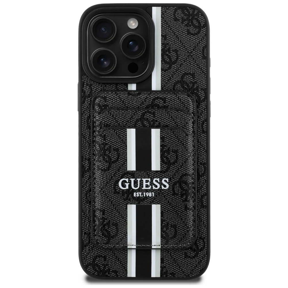 MagSafe Case for Apple iPhone 16 Pro Max, Guess, Cardslot 4G Stripes, Black - Image 2