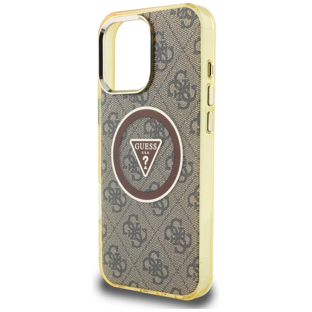 MagSafe Case for Apple iPhone 16 Pro Max, Guess, IML Glitter 4G Circle Triangle, Brown - Image 6