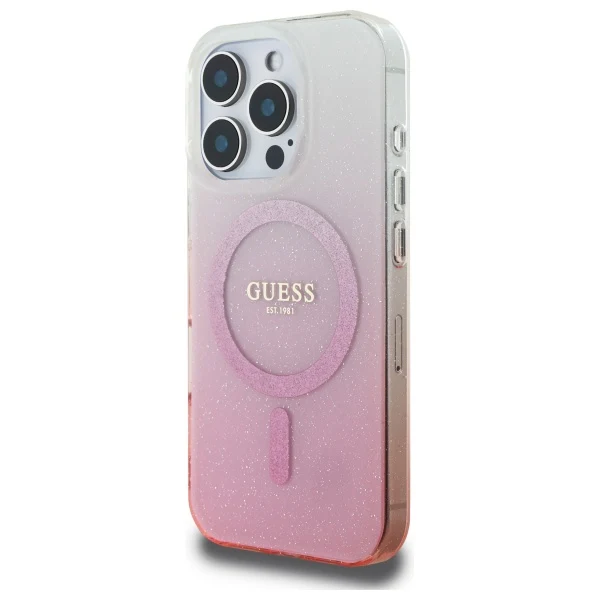 MagSafe Case for Apple iPhone 16 Pro Max, Guess, IML Glitter Gradient, Pink - Image 2