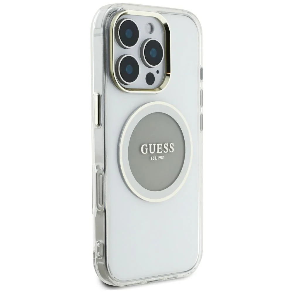 MagSafe Case for Apple iPhone 16 Pro Max, Guess, IML Metal Colored Circle, Gray - Image 2