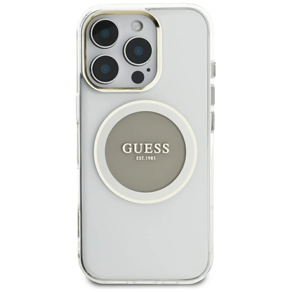 MagSafe Case for Apple iPhone 16 Pro Max, Guess, IML Metal Colored Circle, Gray - Image 3