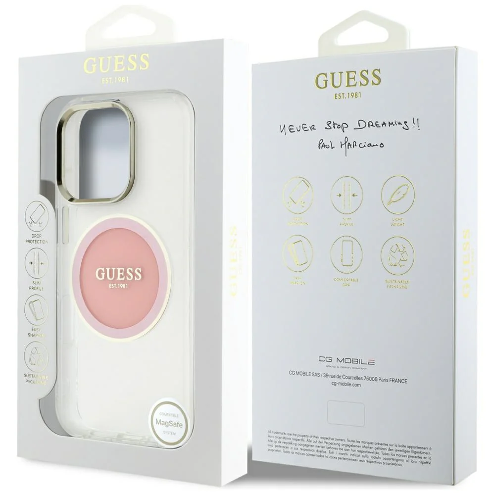 MagSafe Case for Apple iPhone 16 Pro Max, Guess, IML Metal Colored Circle, Pink - Image 7