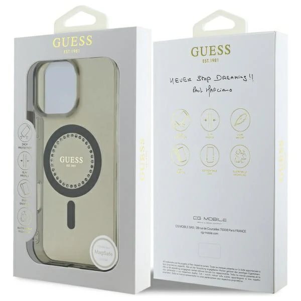 MagSafe Case for Apple iPhone 16 Pro Max, Guess, IML Rhinestone, Black - Image 7