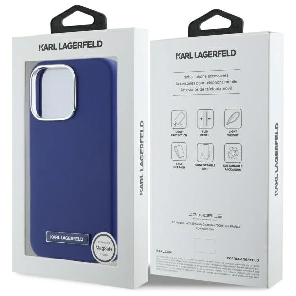 MagSafe Case for Apple iPhone 16 Pro Max, Karl Lagerfeld, FW Metal Plate, Blue - Image 7