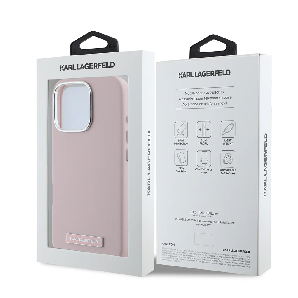 MagSafe Case for Apple iPhone 16 Pro Max, Karl Lagerfeld, FW Metal Plate, Pink - Image 7