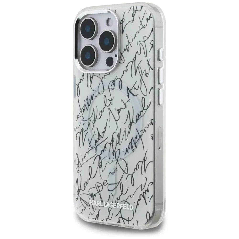 MagSafe Case for Apple iPhone 16 Pro Max, Karl Lagerfeld, IML Karl Script Pattern, White - Image 4