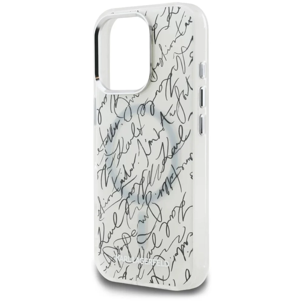MagSafe Case for Apple iPhone 16 Pro Max, Karl Lagerfeld, IML Karl Script Pattern, White - Image 5