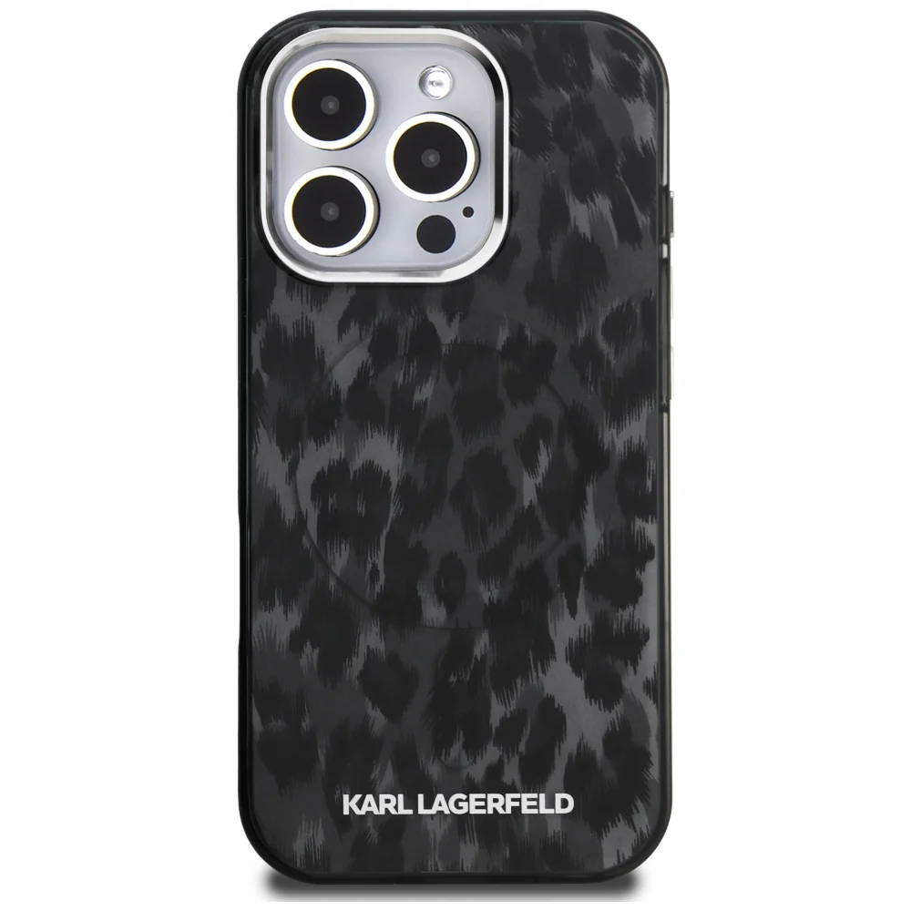 MagSafe Case for Apple iPhone 16 Pro Max, Karl Lagerfeld, IML Leopard Pattern, Black - Image 3