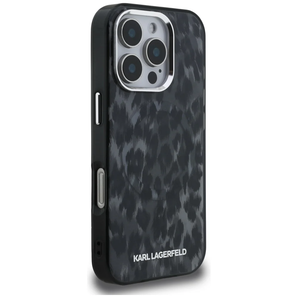 MagSafe Case for Apple iPhone 16 Pro Max, Karl Lagerfeld, IML Leopard Pattern, Black - Image 4