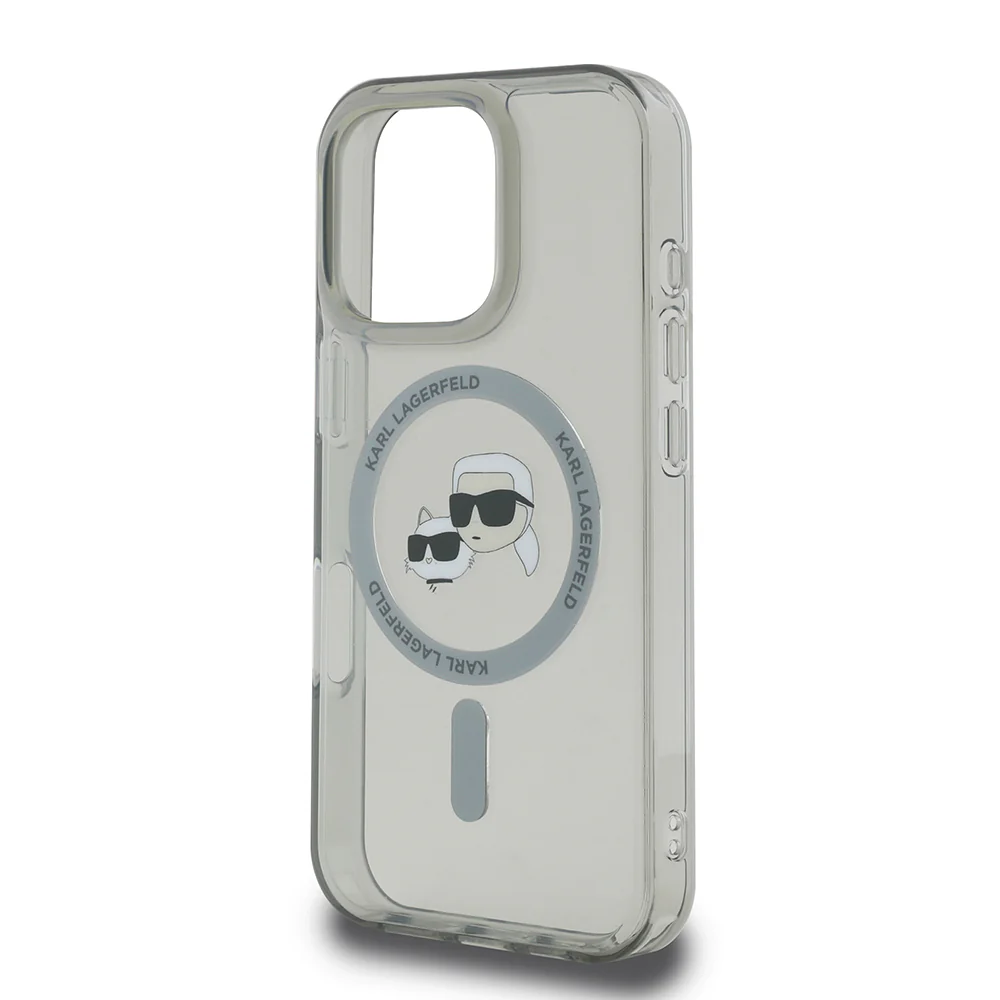 MagSafe Case for Apple iPhone 16 Pro Max, Karl Lagerfeld, IML Metal Karl & Choupette's Heads, Black - Image 2