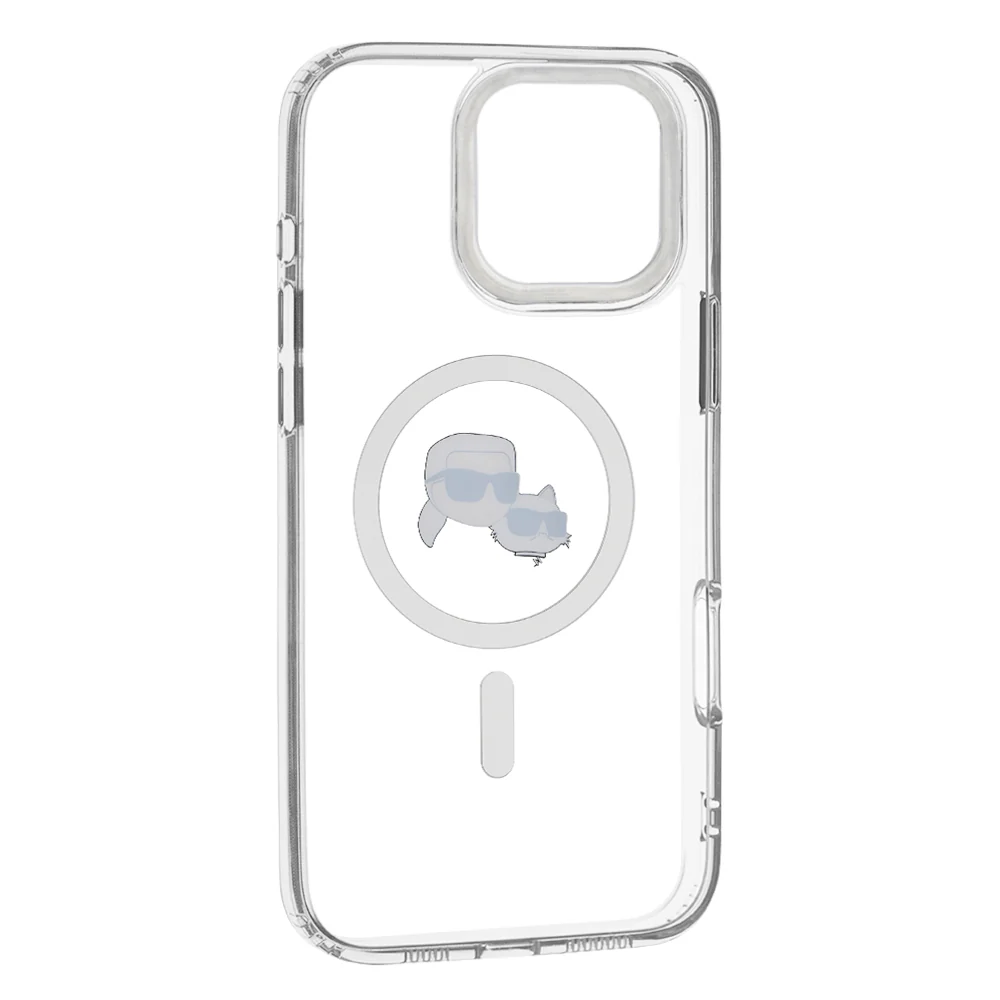 MagSafe Case for Apple iPhone 16 Pro Max, Karl Lagerfeld, IML Metal Karl & Choupette's Heads, White - Image 3