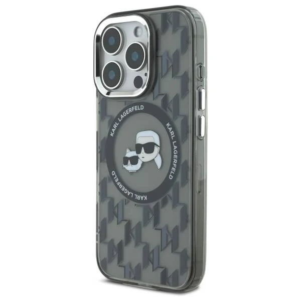 MagSafe Case for Apple iPhone 16 Pro Max, Karl Lagerfeld, IML Monogram Karl & Choupette's Heads, Black - Image 3