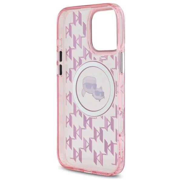 MagSafe Case for Apple iPhone 16 Pro Max, Karl Lagerfeld, IML Monogram Karl & Choupette's Heads, Pink - Image 5